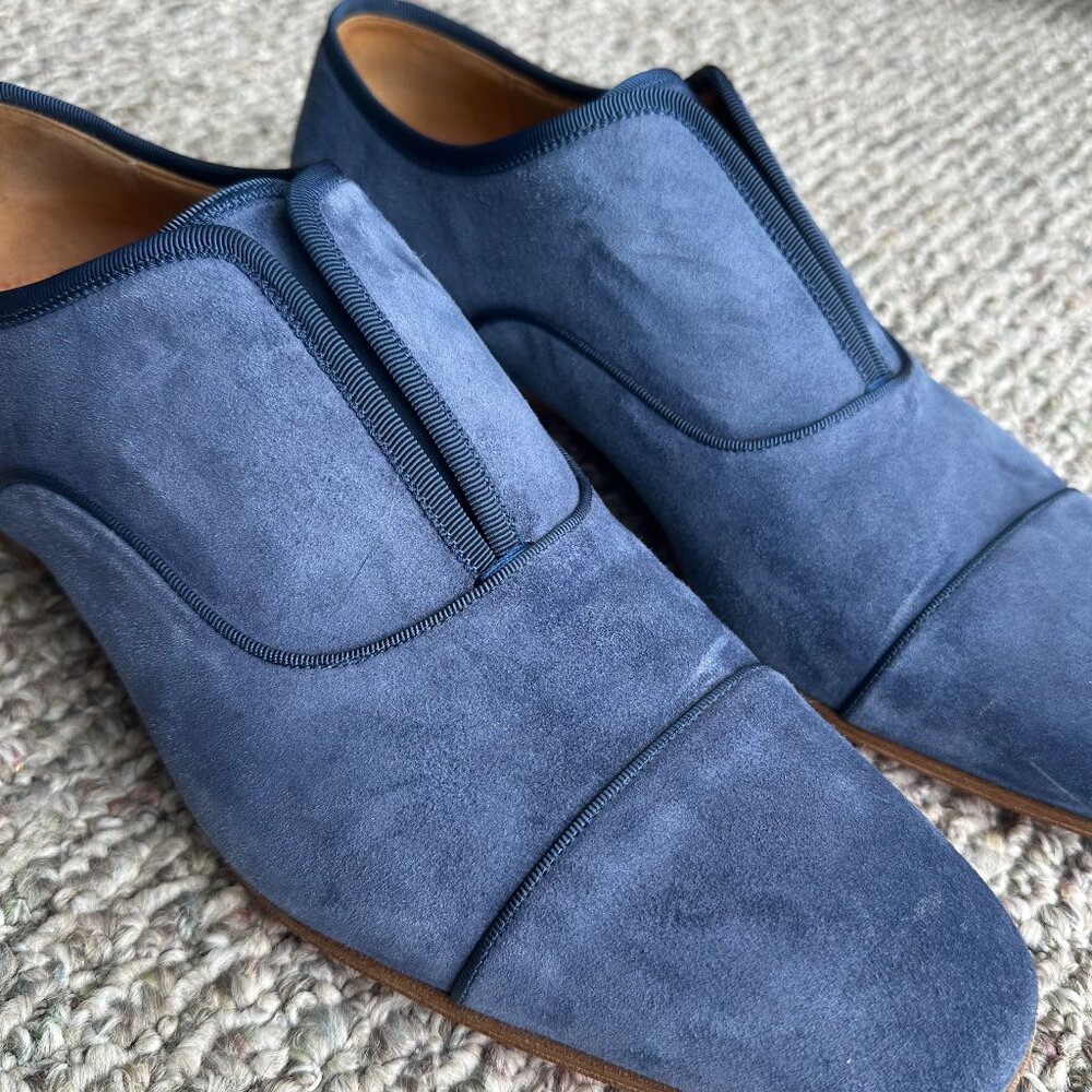 Christian Louboutin Dandelion Velvet Loafers – Blue Suede